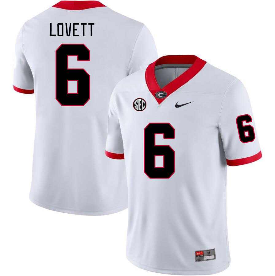 Men #6 Dominic Lovett Georgia Bulldogs College Football Jerseys Stitched-White